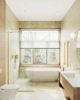 Душевая перегородка Maybah Glass MGD-677-3у 1090x1950 в узком профиле Золото стекло прозрачное — фото 3, Душевые перегородки