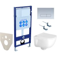 Комплект унитаза с инсталляцией Aquatek Set Aquatek Дива-014 4в1 с сиденьем Микролифт и клавишей смыва Хром матовый — фото 1, Комплекты унитаз + инсталляция