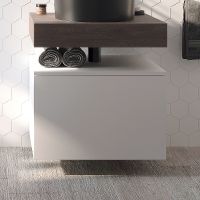 Тумба с раковиной STWORKI Ольборг 60 481123 подвесная Белая матовая Дуб карпентер — фото 9, Мебель для ванной