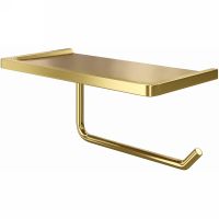 Держатель туалетной бумаги WasserKRAFT K-1625 с полкой Золото матовое — фото 1, Держатели туалетной бумаги