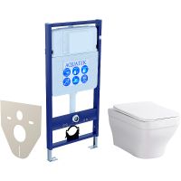 Комплект унитаза с инсталляцией Aquatek Set Aquatek Амадео cm с сиденьем Микролифт — фото 1, Комплекты унитаз + инсталляция