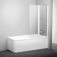 Шторка на ванну Ravak 10° CVS2-100 100х150 R 7QRA0103Z1 профиль Белый стекло Transparent — фото 1, Шторки для ванной распашные