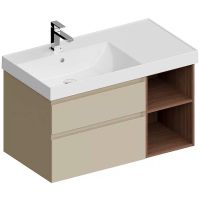 Тумба под раковину Kerama Marazzi Cubo 90 L CUB.90.2Lh\LIM.N подвесная Лимо матовый Структурированный орех — фото 1, Тумбы под раковину