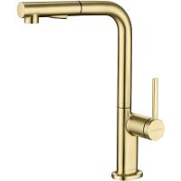 Смеситель для кухни Paulmark Neo Ne214419-SBG Светлое брашированное золото — фото 1, Смесители для кухни