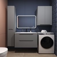 Тумба под раковину Style Line Марелла 90 Люкс Plus подвесная Серый матовый антискрейтч арт-СС-00002415 — фото 4, Тумбы под раковину