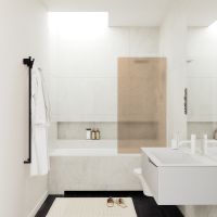 Шторка на ванну Maybah Glass MGV-74-1у 600x1400 в узком профиле Белый стекло бронзовое матовое — фото 2, Неподвижные шторки для ванной