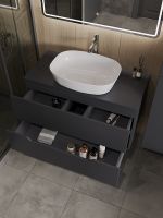 Тумба с раковиной Orange Line 100 Li-100TugMDF+B08-500W подвесная Графит матовый — фото 4, Мебель для ванной