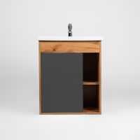 Тумба под раковину VIANT Бостон 70 VBOS70COG-T1STP подвесная Графит матовый Дуб Вотан — фото 3, Мебель для ванной