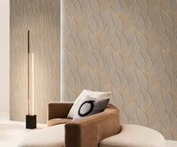 Обои Zambaiti Parati Trussardi VII 18904 Винил на флизелине (0,7*10,05) Бежевый, Абстракция/Листья — фото 3, Обои для стен