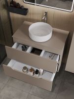 Тумба с раковиной Orange Line 80 Li-80TuLMDF+B09-360W подвесная Латте матовый — фото 3, Тумбы с раковиной