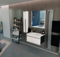 Шкаф пенал Roca Aneto 23 L 857431806 подвесной Белый глянец Черный матовый — фото 4, Мебель для ванной