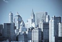 Фреска Ortograf Небоскребы 30806 Фактура флок FLK Флизелин (4*2,7) Голубой, Город — фото 2, Фрески