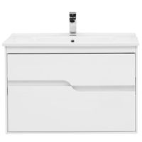 Тумба под раковину Aquanet Модена 85 196965 подвесная Белый глянец — фото 3, Тумбы под раковину