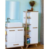 Шкаф пенал Sanflor Ингрид 50 С000005877 Белый — фото 1, Пеналы для ванной комнаты