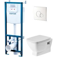 Комплект унитаза с инсталляцией Santek Нео Пэк 1WH501572 с сиденьем Микролифт и клавишей смыва Хром — фото 1, Комплекты унитаз + инсталляция