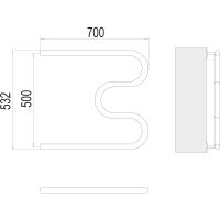 Водяной полотенцесушитель Terminus М-образный (1) 500х700 4620768881176 Хром, боковое подключение, G 1" НР — фото 3, Водяные полотенцесушители