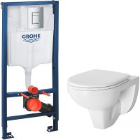 Комплект унитаза Damixa Jupiter DX77C1738SC с инсталляцией Grohe Rapid SL 38772001 с сиденьем Микролифт и клавишей смыва Хром — фото 1, Комплекты унитаз + инсталляция