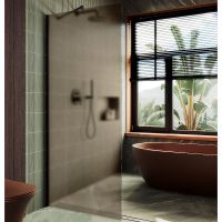 Душевая перегородка Maybah Glass MGD-692-6ш 890x1950 в широком профиле Черный стекло бронзовое матовое — фото 1, Душевые перегородки