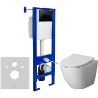 Комплект унитаза Niagara Vista NG-9301 с инсталляцией Berges Atom 410 040332 с сиденьем Микролифт и Черной матовой клавишей смыва — фото 1, Комплекты унитаз + инсталляция