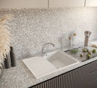 Кухонная мойка Domaci Бьелла DMC-40S арт-GWS-40S-331 белая — фото 2, Кухонные мойки