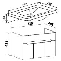 Тумба под раковину Runo Парма 75 00-00001039 подвесная Белая — фото 6, Тумбы под раковину
