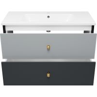 Товар: Тумба с раковиной Brevita 50 Shades of Grey Кристиан 100 УТ000014283 подвесная Черная матовая Серая матовая - фото 3 Тумба с раковиной Brevita 50 Shades of Grey Кристиан 100 УТ000014283 подвесная Черная матовая Серая матовая — фото 3, Мебель для ванной