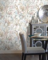 Обои Solo Blooming City SL8626-15 Винил на флизелине (1,06*10) Бежевый/Голубой/Розовый, Штукатурка — фото 4, Обои для стен