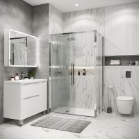 Душевой уголок Grossman Cosmo 100х70 120.K33.02.1070.10.02 профиль Хром стекло шиншилла — фото 3, Прямоугольные душевые уголки