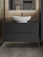 Тумба с раковиной Orange Line 100 Li-100TugMDF+B08-585W подвесная Графит матовый — фото 2, Тумбы с раковиной