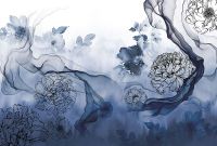 Фреска Ortograf Grafika Natura 31524 Фактура бархат FX Флизелин (4*2,7) Синий, Цветы/Абстракция — фото 2, Фрески