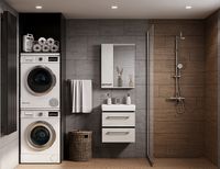 Зеркало со шкафом Aquaton Ронда 55 1A208602RSC2L с подсветкой Дуб сомерсет — фото 3, Зеркальные шкафы в ванную