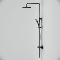 Комплект душевого уголка с душевой системой и аксессуарами AM.PM Gem S 100x80 WK93EQ профиль Черный матовый стекло прозрачное — фото 13, Прямоугольные душевые уголки