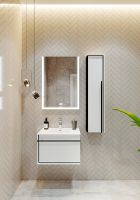 Шкаф пенал Roca Aneto 23 L 857431806 подвесной Белый глянец Черный матовый — фото 7, Мебель для ванной