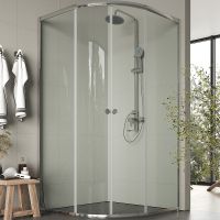 Душевой уголок Agger A01-100TCR/G 100x100 профиль Хром стекло прозрачное — фото 1, Душевые уголки четверть круга