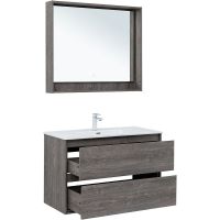 Тумба под раковину Aquanet Милан 100 336375 подвесная Дуб рошелье — фото 12, Тумбы под раковину