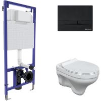 Комплект унитаза с инсталляцией Berges Novum 042440 с сиденьем Микролифт и Черной клавишей смыва — фото 1, Комплекты унитаз + инсталляция