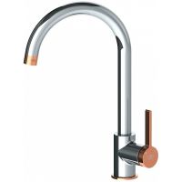 Смеситель для кухни GPD Gildo MTE165-K-R Хром Розовое золото — фото 1, Смесители