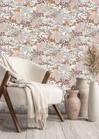 Обои RASCH Garden 868302 Винил на флизелине (0,53*10,05) Розовый/Бежевый/Бирюзовый, Листья/Цветы — фото 3, Обои для стен