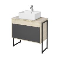 Тумба под раковину Aquaton Лофт Урбан 80 1A247601LQX60 подвесная Cерый графит Дуб орегон — фото 6, Мебель для ванной