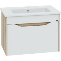 Тумба под раковину СанТа Сатурн 75 700371 подвесная Белая Дуб австрийский — фото 1, Тумбы под раковину