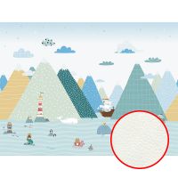 Фреска детская Ortograf Little Friends 34412 Фактура флок FLK Флизелин (4*3) Зеленый/Разноцветный, Горы/Животные/Море — фото 1, Фрески