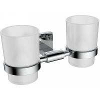 Стакан для зубных щеток CeramaLux Gamma 12303 двойной Хром — фото 1, Мыльницы