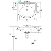 Раковина Globo Paestum 71 PA006.BI*1 Белая — фото 4, Раковины