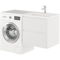 Товар: Тумба с раковиной Creto Cafor 130 R 19-W130R подвесная Белый глянец - фото 2 Тумба с раковиной Creto Cafor 130 R 19-W130R подвесная Белый глянец — фото 2, Мебель для ванной