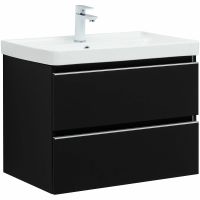 Тумба под раковину Aquanet Вега 70 329596 подвесная Черная матовая — фото 1, Мебель для ванной