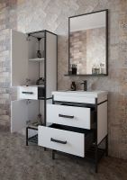 Тумба под раковину Sanflor Норд 60 С04718 Белая Черный муар — фото 3, Тумбы под раковину