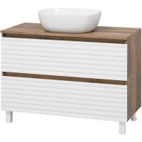 Тумба под раковину Brevita Dakota 100 DAK-07100-19/01-2Я Белая матовая Дуб Галифакс олово — фото 1, Мебель для ванной