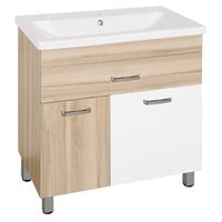 Тумба под раковину Style Line Ориноко 80 Белый Светлое дерево — фото 1, Тумбы под раковину