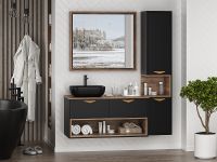 Шкаф пенал Brevita Bergen 35 R BER-05035-02-19-ПоП подвесной Черный матовый Дуб Галифакс олово — фото 6, Мебель для ванной