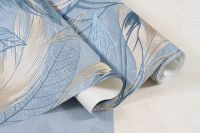 Обои Артекс Хлоя 10708-05 Винил на флизелине (1,06*10,05) Синий/Золото, Листья — фото 2, Обои для стен